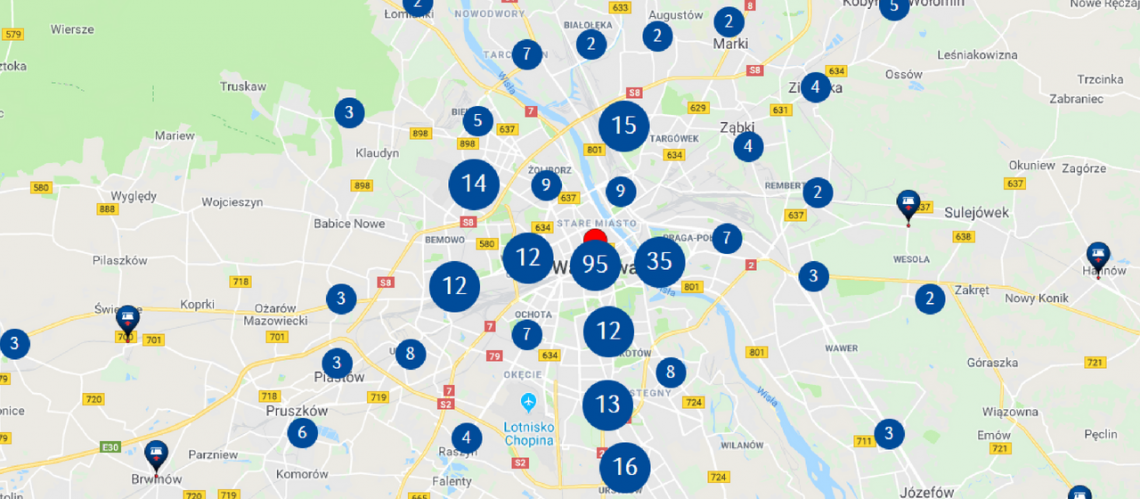 Mapa – oddziały i bankomaty PKO